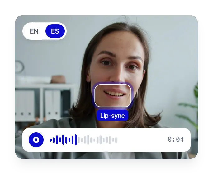 Sincronização labial aplicada a uma dobragem em espanhol: a boca do locutor é destacada enquanto a linha dobrada é reproduzida